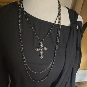 Gothic Black Cross Pendant Necklace